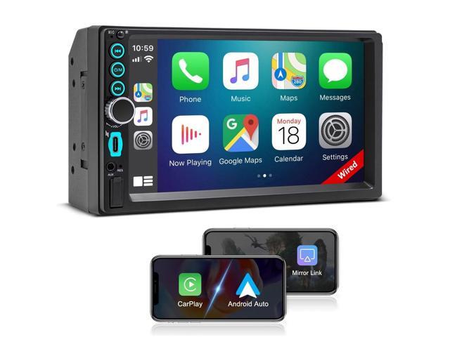 7' Wired Double Din Car Stereo Carplay Radio Screen for Car Audio Receivers, Bluetooth Car Play Android Auto Touchscreen, FM