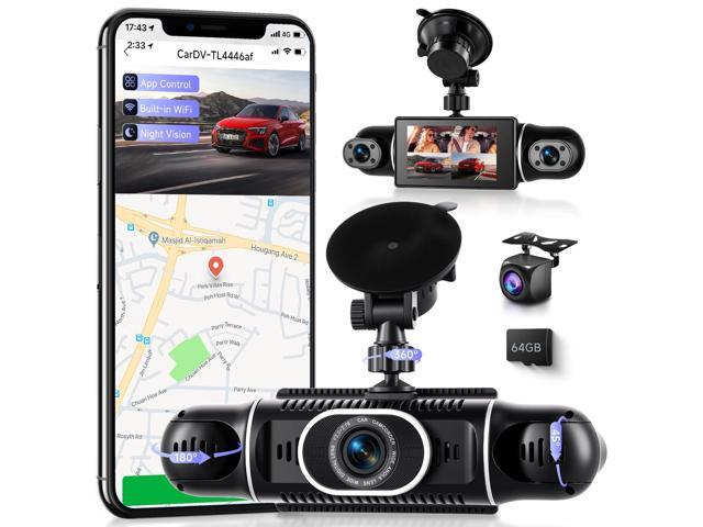 360° Dash Cam Front/Rear/Inside/Side 4-Channel Dash Camera FHD 2K+1080P×3 Car Dash Cam with WiFi, APP Control, 64GB SD Card Included, 8 IR Night...