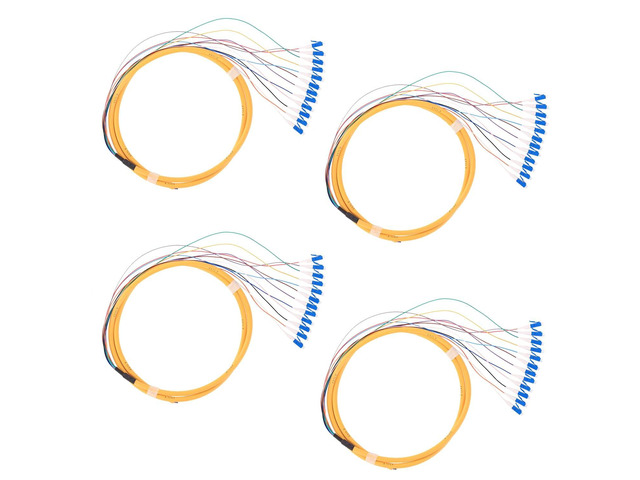 4Pcs 1.5 Meter 12 Strand SingleMode 9/125 LC-UPC Fiber Pigtail, 12 Color-Coded LC Cable Fiber Optic Patch Cord with Zirconia Ceramic Ferrule Plug...