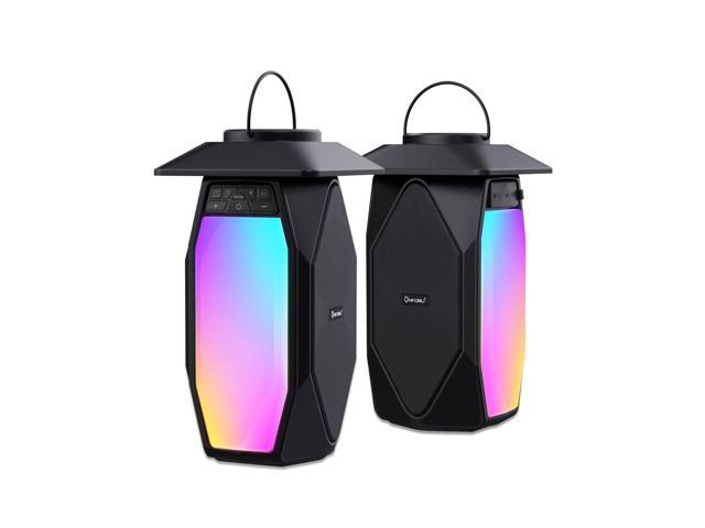 Outdoor Bluetooth Speakers Waterproof, 2 Pack 25W True Wireless Stereo Lantern Speaker with RGB LED Lights,Led Flame Speaker, Dual Pairing, 20H...