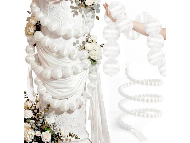 Wedding Pearl Ball Garland Ornament Beads Wedding Hanging Ball Garland Decor for Bridal Shower Engagement Baby Shower Photo Background Decoration...