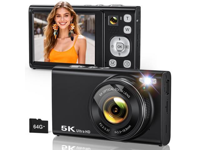 5K Digital Camera for Photography with 6X Optical Zoom, Autofocus 96MP Vlogging Camera for YouTube Video with Dual-Lens, Compact Point and Shoot.
