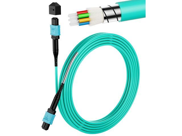 MPO to MPO OM3 Armored Fiber Optic Cable 8-Core 40/100G 25m (82ft) LSZH Jacket, Multimode 50/125m, UPC Polished, Female-Female, for Enterprise...