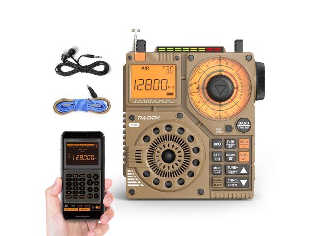 RF320 APP Control Shortwave Radio, AIR/FM/AM/VHF/SW/WB Receiver, Portable Radio Rechargeable w/ 9.85 Ft Wire Antenna (Yellow)