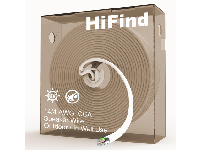14/4 Gauge AWG Outdoor Speaker Wire Bulk 150 FT With Easy Pull Box, LLDPE UV Resistant Low Voltage CCA 4 Conductors Cable, CL2 In-Wall Burial for...