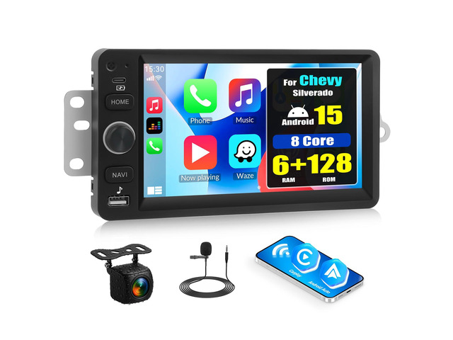 [8-Core+128G] Android 15 Car Radio Stereo for Chevy Chevrolet Silverado SSR Tahoe 2003-2006,GMC Siera Yukon 2003-2006,Hummer H2 03-07 with...