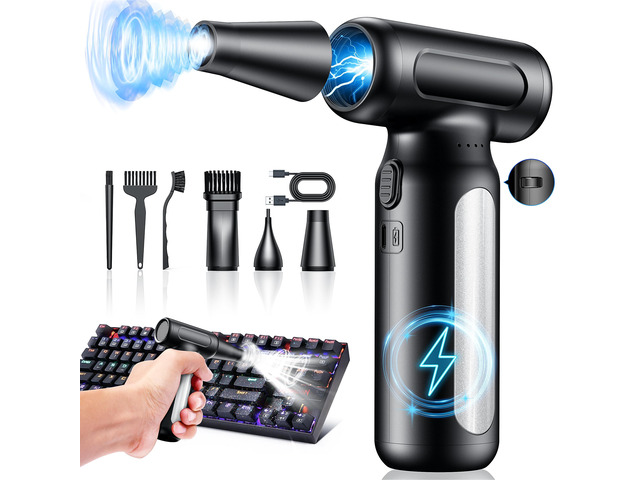 Electric Compressed Air Duster - 30,0000 RPM Rechargeable Cordless Turbo Blower, Portable Air Blower Gun for Cars, PC, Keyboard, Home & Outdoor...