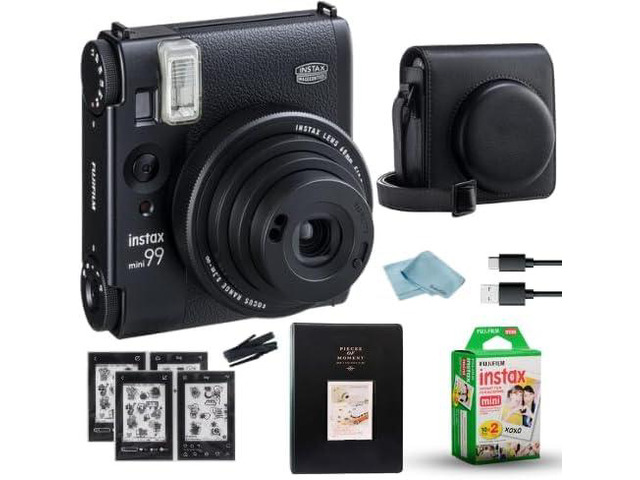 Mini 99 Instax Film Camera (Black) + Instax Mini Film Twin Pack (20 Sheets) + Camera Case + Mini Photo Album (60 Pockets) + BluebirdSales Photo...