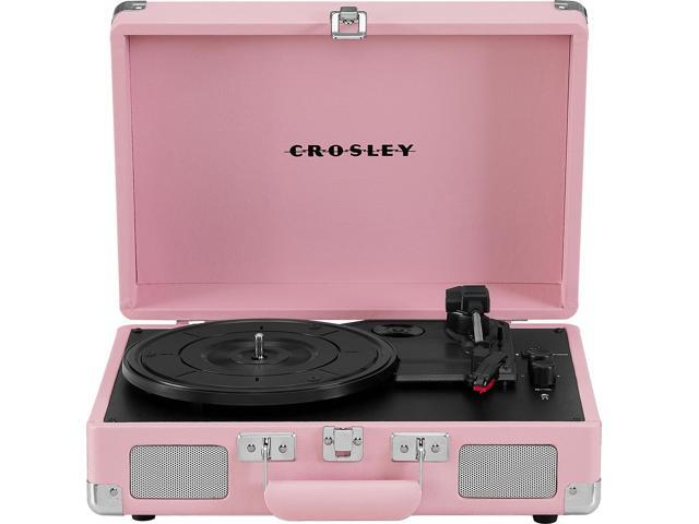 CR8005E-BH Cruiser Plus Vintage 3-Speed Bluetooth in/Out Suitcase Vinyl Record Player Turntable, Blush