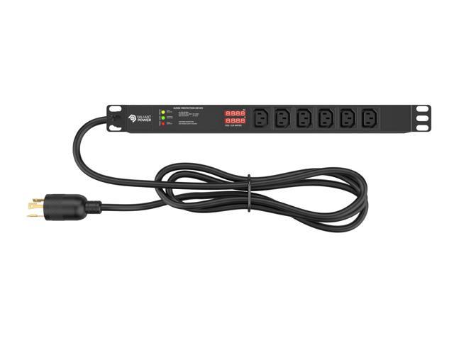 Rack Mount Power Strip - 240V 30A Single Phase PDU with Built-in Surge Protector, Volt & Amp Meter for Data Center - 19 Metal Housing, Ears &...