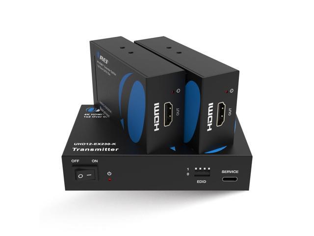 1×2 HDMI Extender Splitter Over Ethernet 4K@60Hz 4:4:4 HDCP 2.2 Single HDMI CAT6/7 Cable up to 230 ft EDID Management, IR Control, Loop-Out &...