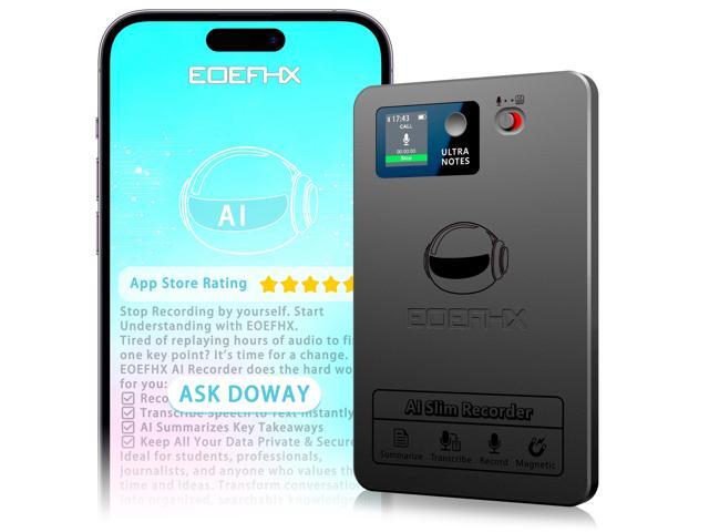AI Voice Recorder, Transcribe & Summarize with Deep AI Analysis, Support 152 Languages, App Control, AI Noise Cancellation, Upgraded Built-in.