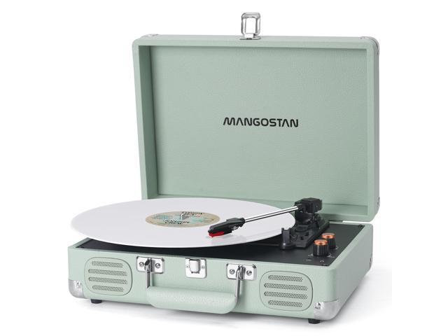 Record Player 3 Speed Bluetooth Portable Suitcase, Vinyl Phonograph with Built-in Bass & Speakers, Belt-Driven LP Player Support AUX-in RCA Line.