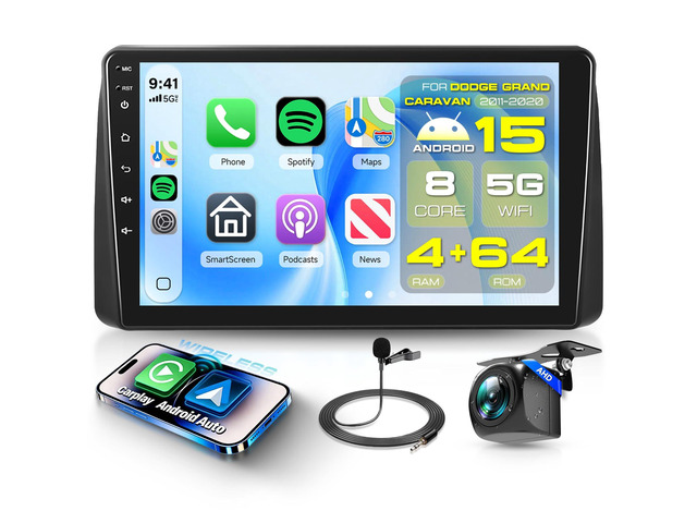 8 Core 4G+64G for Dodge Grand Caravan Car Radio 2011-2020 Chrysler Town & Country 2011-2016 with 5G WiFi DSP Wireless Carplay Android Auto, 9'...