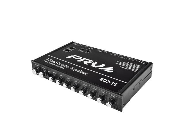 EQ7-15 7 Band Graphic Equalizer 15 Volt RCA Line-Level Output with Fader and Subwoofer Level Control for Car Audio