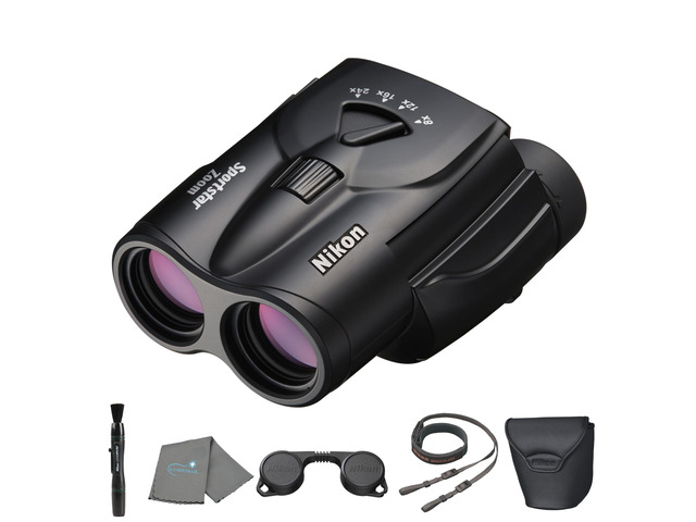 Sportstar Zoom 8-24x25 (16736) Small Black Variable Zoom Binoculars with Lens Pen and Cleaning Cloth - Compact Binoculars for Adults, for Sports...