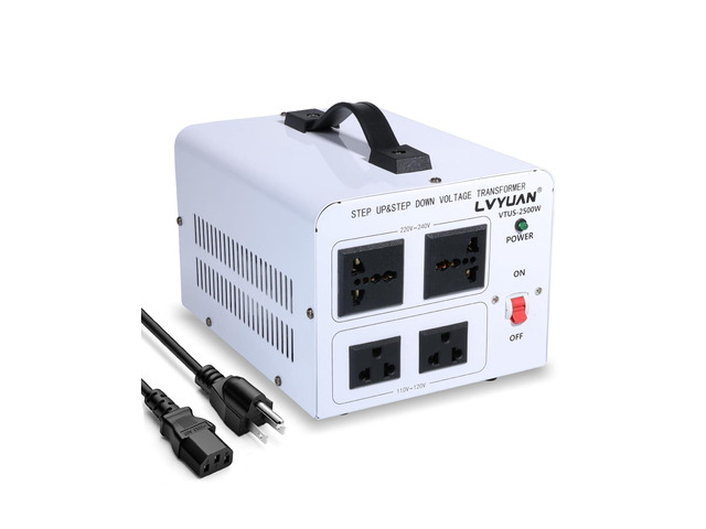 2500W Voltage Transformer Power Converter Step Up 110V to 220V, Step Down 220V to 110V, 110/120 Volt - 220/240 Volt