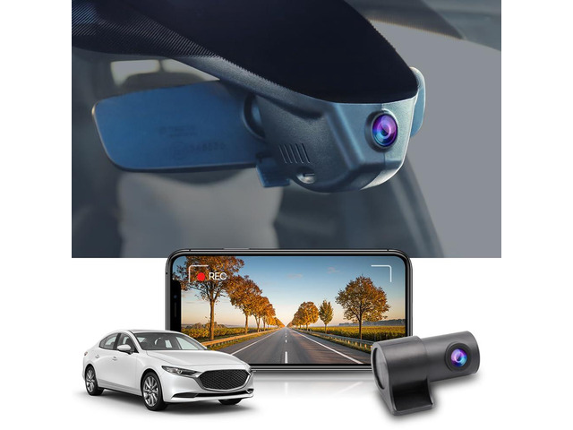 Front 4K+Rear 1080P Dash Cam Adapts for Mazda 3 2024-2026 (Connects to Sunroof/OBD), Integrated OEM Look, Dual HD Video, WiFi & APP, Loop...
