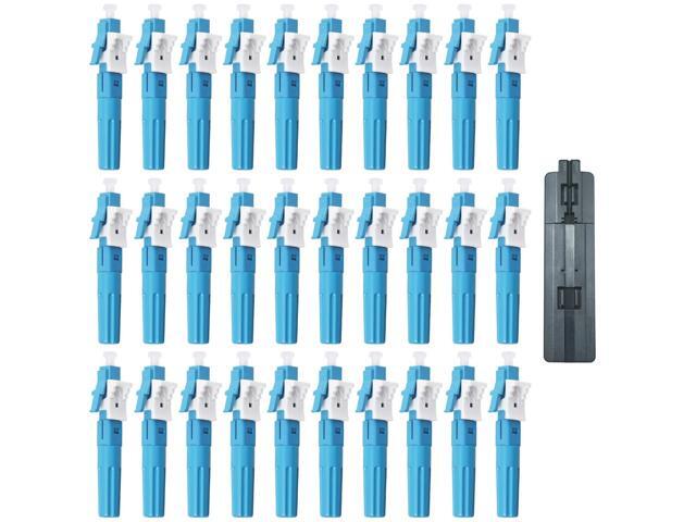 30 Pack LC UPC Singlemode Fiber Optic Cable Quick Connector Fast Connection Adapter for 0.9/2.0/3.0/2.0 * 1.6/2.0 * 3.0mm Fiber Cable