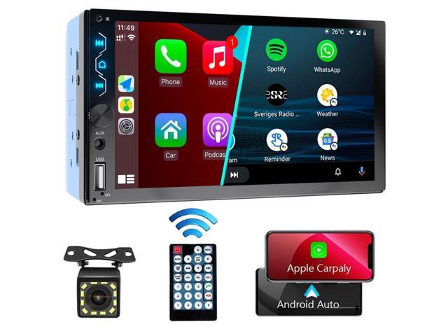 7 Inch Touchscreen Car Radio with Apple Carplay and Android Auto - Bluetooth, Backup Camera, Mirror Link, SWC, USB/AUX/Subwoofer