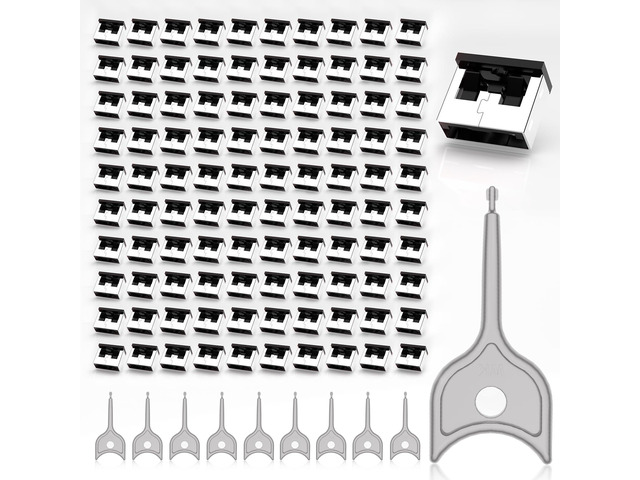 100PCS USB Metal Port Lock Blocker with 10 Keys - Secure USB-A Port Protector for PC/Laptop, Anti-Theft Data Security Lock, Dust & Moisture Proof...