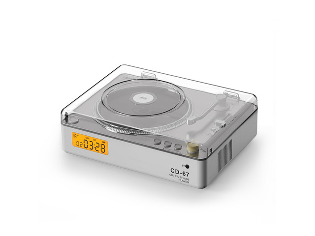 CD Player Portable with HiFi Speakers, Bluetooth Transmitter & Receiver, Retro Rechargeable Desktop Music Player for Home with Remote, USB/TF/AUX,...