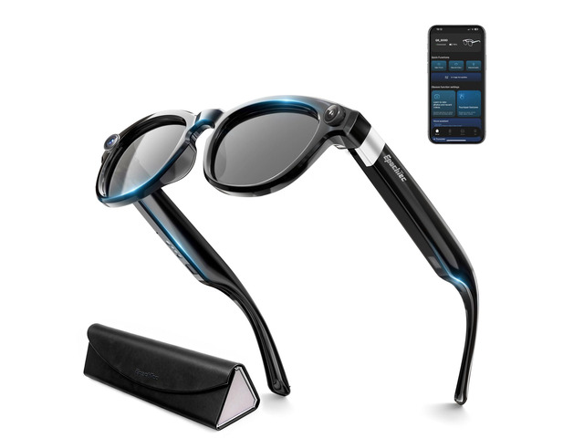 8MP Camera Glasses, AI Smart Glasses with Real-Time Translation & Object Analysis HD 1200P 4K Video Recording (Glossy Sunglasses)