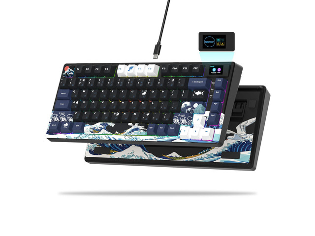 SK80 75% Keyboard with Color Multimedia Display Mechanical Gaming Keyboard Creamy Sound, Wired Hot Swappable Gasket Mount RGB Custom Key Board,...