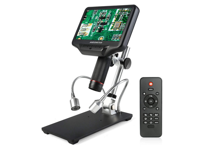 AD407 3D HDMI Soldering Digital Microscope with 4MP UHD and 7 inch Adjustable LCD Screen USB Video Microscopes for Phone Repairing SMT SMD DIY