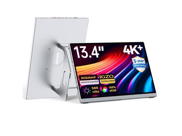 4K Portable Monitor for Laptop, 13.4' IGZO Display with Full-Laminated Tempered Glass 500 Nits, 100% sRGB Portable Laptop Screen with Kickstand &...
