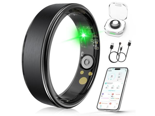 Smart Ring for Women Men, Health Fitness Tracker Ring with Sleep Monitoring/Heart Rate/Blood Oxygen/HRV/Stress/Calorie/Steps, IP68 Waterproof for.