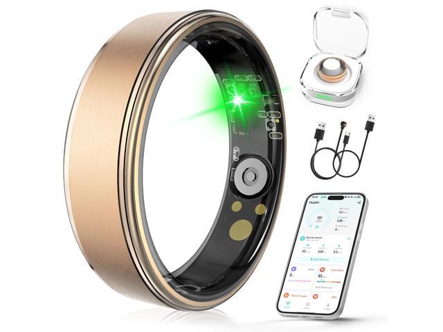 Smart Ring for Women Men, Health Fitness Tracker Ring with Sleep Monitoring/Heart Rate/Blood Oxygen/HRV/Stress/Calorie/Steps, IP68 Waterproof for...