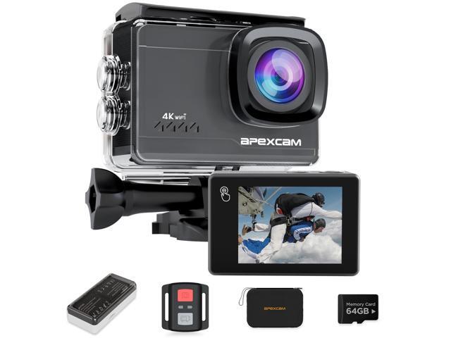 M90 Action Camera with 64GB Card Action Cam 4K60FPS 64MP WiFi EIS Image Stabilization with Touchscreen Underwater Camera 40m Waterproof 8X Zoom.