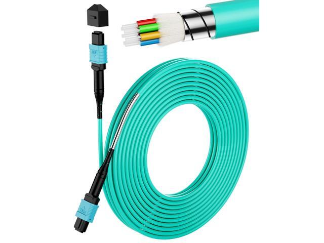 MPO to MPO OM3 Armored Fiber Optic Cable 8-Core 40/100G 30m (98ft) LSZH Jacket, Multimode 50/125m, UPC Polished, Female-Female, for Data Center...