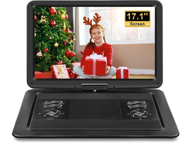 19.6' Portable DVD Player with 5 Hours Rechargeable Battery, DVD Player Portable with Car Charger, Support USB/SD Card/Sync TV and Multiple Disc.