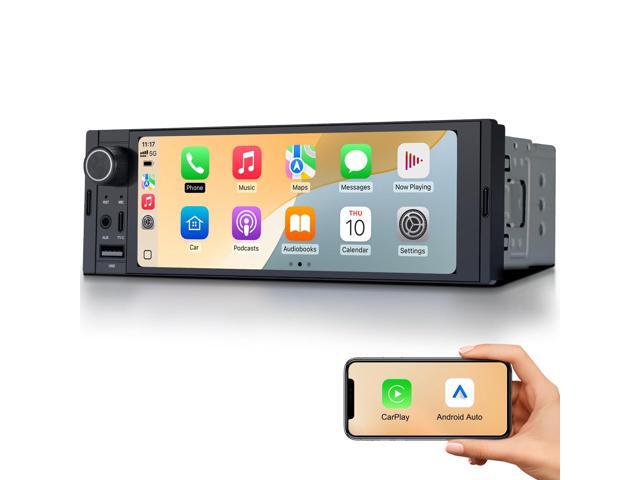 6.36' Single DIN Car Radio Stereo, Linux System HD IPS Touchscreen with Wireless CarPlay & Android Auto, Bluetooth, USB-C/USB/FM