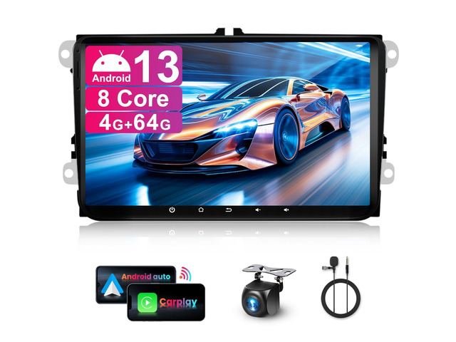 4+64G Android Car Radio Stereo with Wireless Carplay for VW Passat Tiguan Golf MK5 MK6 Jetta Skoda Seat Polo 9 Inch Capacitive Touch Screen Android...