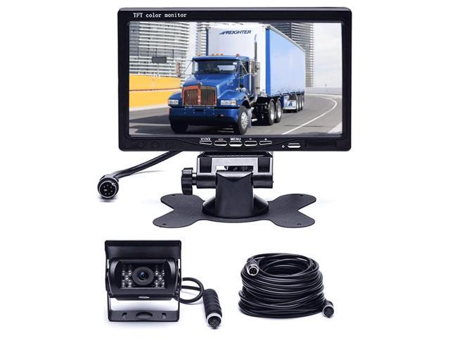 7' Backup Camera with Monitor Kit, Waterproof 18 IR LED Night Vision Reverse Camera + Rear View Monitor Vehicle Parking System for RV Bus Trailer...