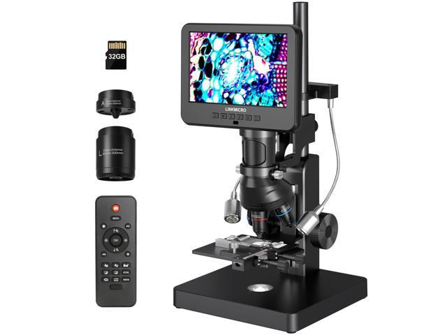 LM266S 5 Lens 7' HDMI Digital Microscope 5000X for Adults, Lab Digital Biological Microscope with Screen for Slides, Mechanical X-Y Stage, UHD...