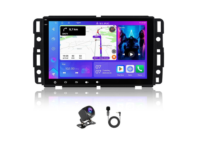 Car Stereo for Chevy Silverado & GMC Sierra 2007-2013, Yukon 2007-2014 - Wireless CarPlay Android Auto, Android 15 Radio with 4GB+64GB, 8' 1280x800...