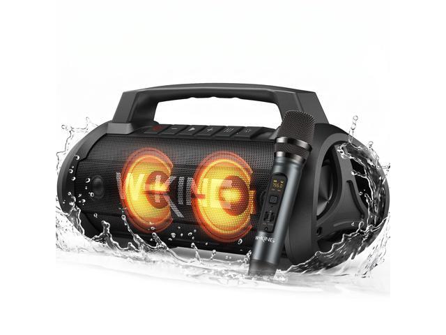 Portable Bluetooth Speaker with Wireless Microphone, 120W Peak 70W RMS Waterproof Outdoor Bluetooth Speakers, 110dB Loud Bass Up,...