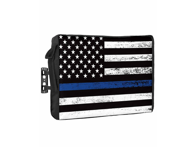 Blue Vintage American Flag Outdoor TV Cover 70 to 75 Inches Weatherproof & Waterproof, USA Flag Outdoor TV Enclosure with Remote Control Pocket,...
