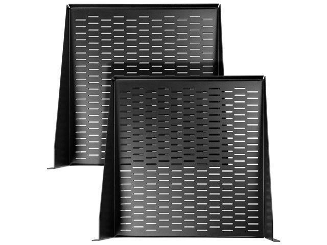 AxcessAbles 2U Vented Rack Shelf - 2 Pack Rack Trays for 19 Inch Equipment Rack Cabinets 18' Deep Rackmount Shelf with Lips 50lb Capacity...