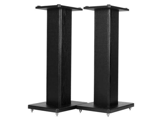 24 Inch Speaker Stands Wood Grain Universal Floor Speaker Stands Pair Heavy Duty Surround Sound Speaker Monitor Stand for Home Theater with Sand.