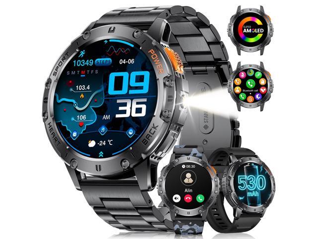 1.43' AMOLED Smart Watch for Men with Flashlight, Bluetooth Calling, 100+ Sport Modes, 530mAh, IP68 Waterproof Fitness Tracker for Workout, iOS...