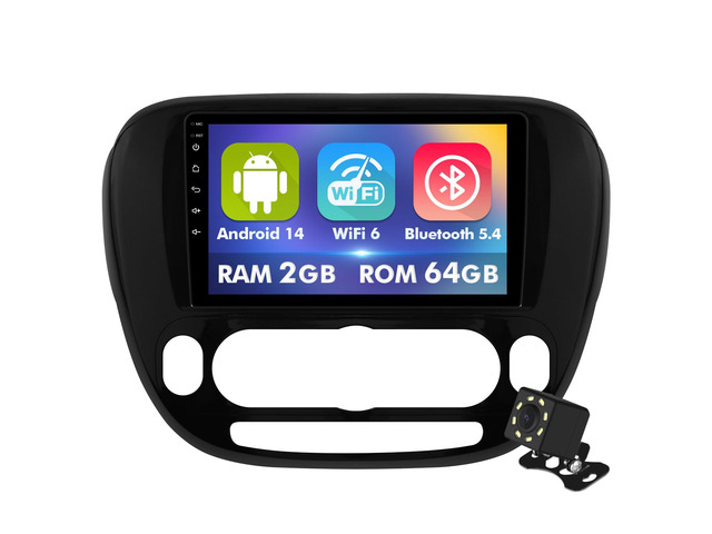 9 Inch IPS Touchscreen Android 14 Car Stereo for Kia Soul 2014-2019 with Wireless CarPlay & Android Auto 2+64GB Car Radio, Support WiFi 6,...