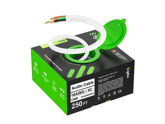 SYSTON 16/4 Speaker Audio Cable Wire Bulk, 16AWG 4C Strand OFC - Oxygen Free Copper Conductors, CMR Riser-Rated Indoor/Outdoor UV Resistant RoHS...