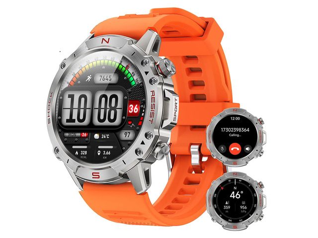 Running Watch for Men, 1.43' AMOLED Orange Silicone Band, 5ATM Waterproof for Running Marathon Triathlon Swim, 170+ Sport Modes, Heart Rate Pace...