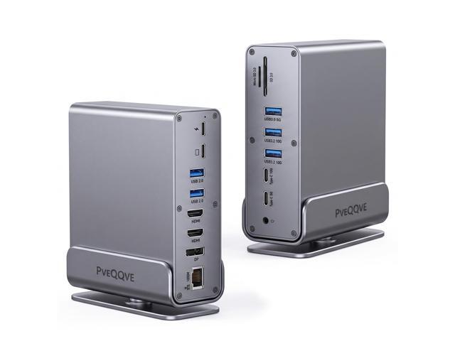 Docking Station for Laptop, USB C Docking Station Dual Monitor, Triple Display Dock with HDMI, DisplayPort, Ethernet, 100W PD Charging, Compatible...