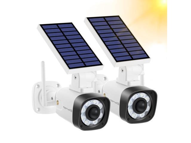 Solar Battery Powered Metal Fake Security Camera, Dummy Cameras, Motion-Activated Floodlights, Realistic Look, Easy to Install, IP66 Waterproof,...